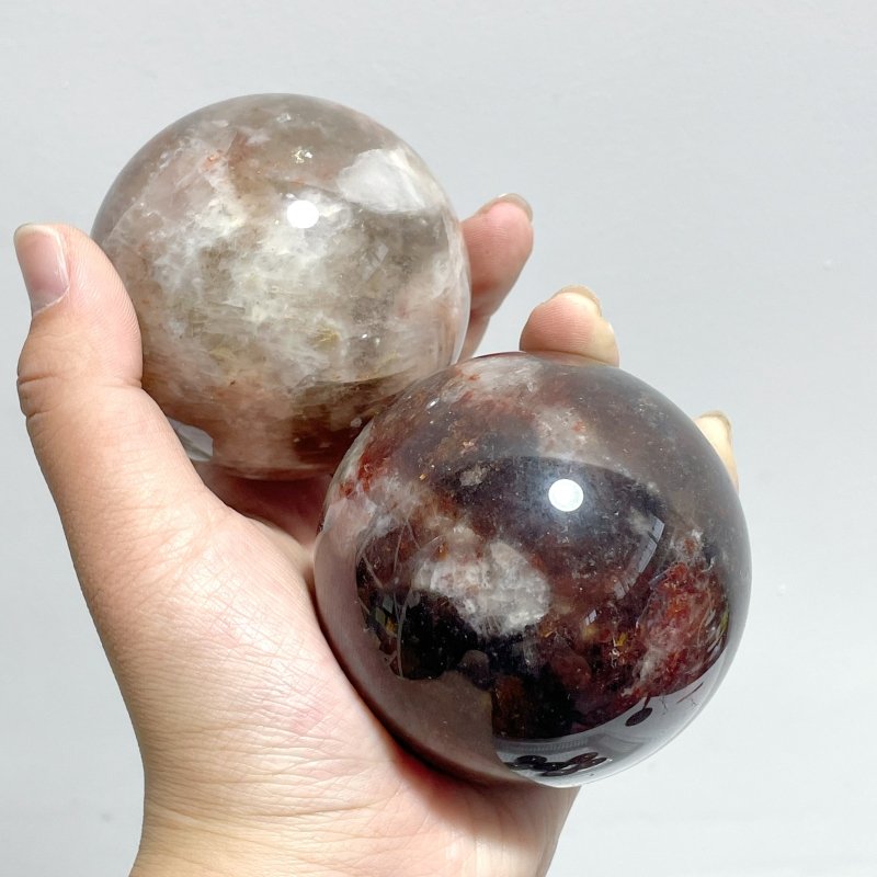 8 Pieces Fire Quartz Mixed Moonstone Spheres - Wholesale Crystals