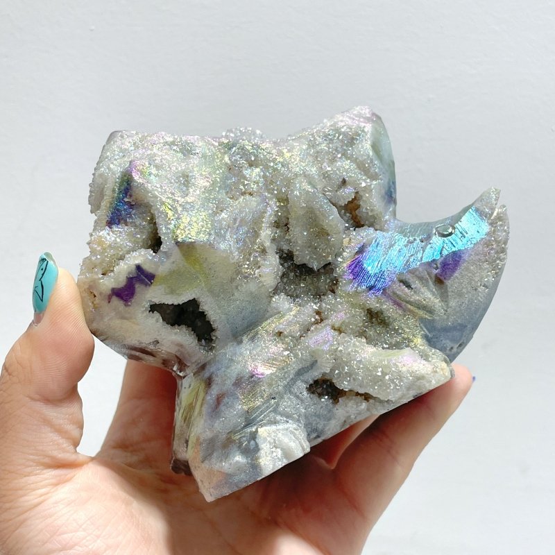 8 Pieces Geode Aura Sphalerite Hedgehog Carving - Wholesale Crystals