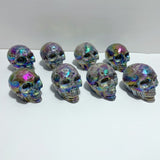 8 Pieces Geode Aura Sphalerite Skull Carving - Wholesale Crystals