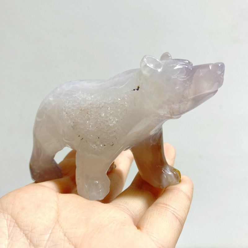 8 Pieces Geode Druzy Agate Bear Carving - Wholesale Crystals