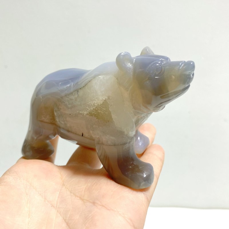 8 Pieces Geode Druzy Agate Bear Carving - Wholesale Crystals