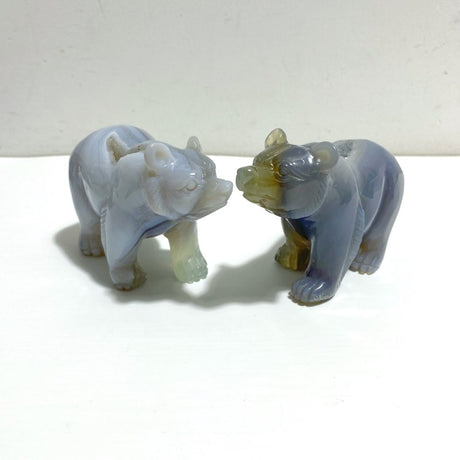 8 Pieces Geode Druzy Agate Bear Carving - Wholesale Crystals