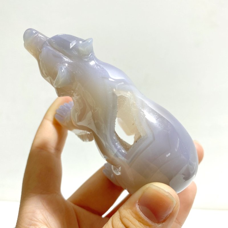 8 Pieces Geode Druzy Agate Bear Carving - Wholesale Crystals