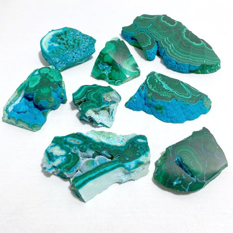 8 Pieces High Quality Beautiful Chrysocolla Mixed Malachite Slab Specimen 9 - Wholesale Crystals