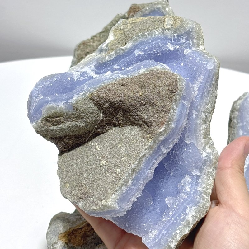 8 Pieces Large Blue Chalcedony Druzy Geode - Wholesale Crystals