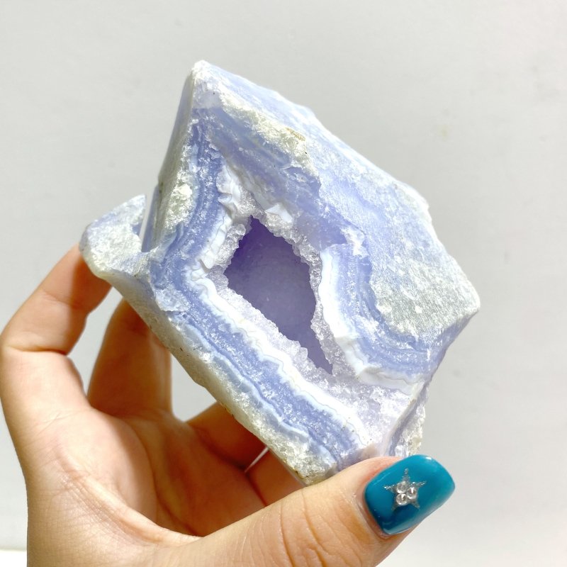 8 Pieces Large Blue Chalcedony Geode Druzy Free Form - Wholesale Crystals
