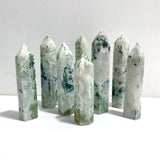 8 Pieces Large Geode White Moss Agate Point - Wholesale Crystals