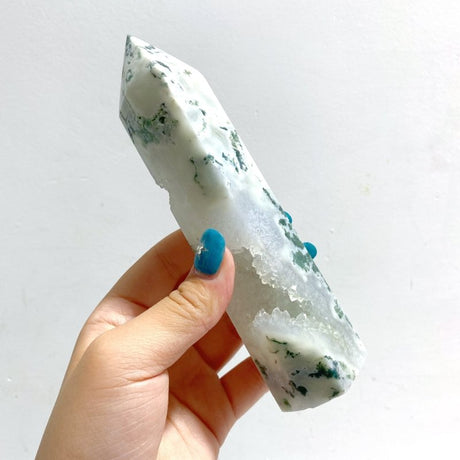 8 Pieces Large Geode White Moss Agate Point - Wholesale Crystals