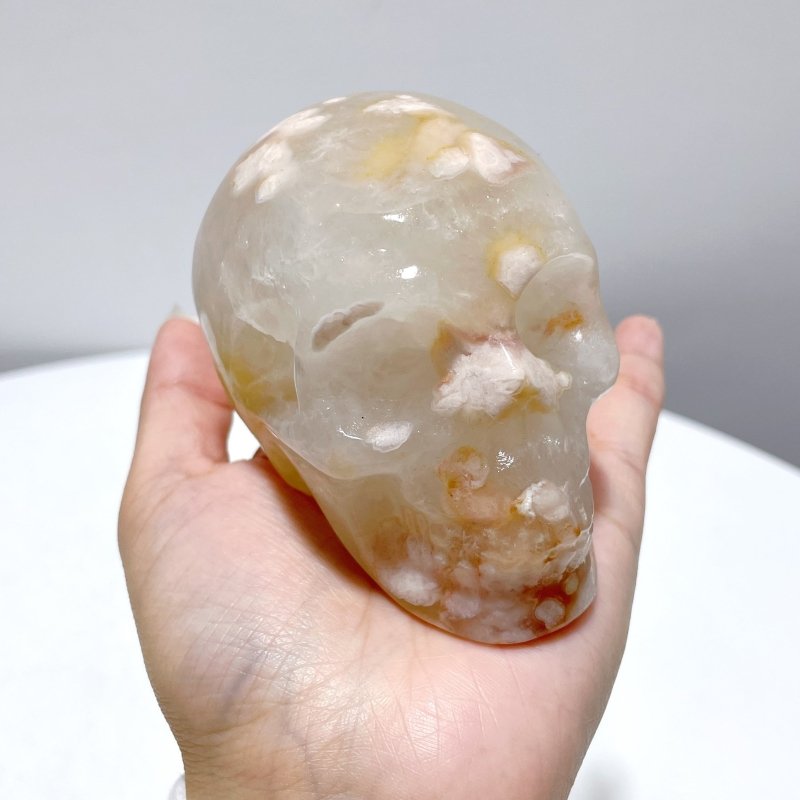 8 Pieces Large Sakura Agate Skull Carving - Wholesale Crystals