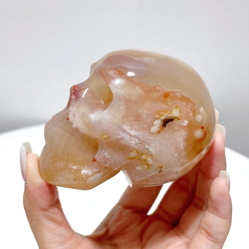 8 Pieces Large Sakura Agate Skull Carving - Wholesale Crystals