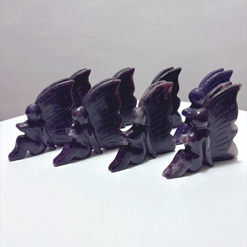 8 Pieces Lepidolite Butterfly Fairy Carving - Wholesale Crystals