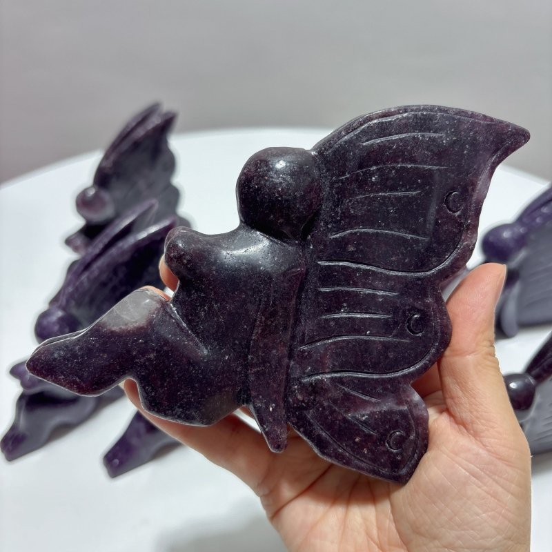 8 Pieces Lepidolite Butterfly Fairy Carving - Wholesale Crystals