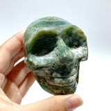 8 Pieces Moss Agate Skull Carving - Wholesale Crystals