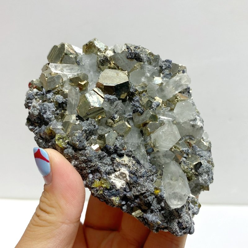 8 Pieces Pyrite Mixed Clear Quartz Cluster Specimen For Collection - Wholesale Crystals