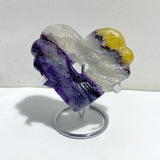 8 Pieces Rainbow Fluorite Heart Carving With Stand -Wholesale Crystals