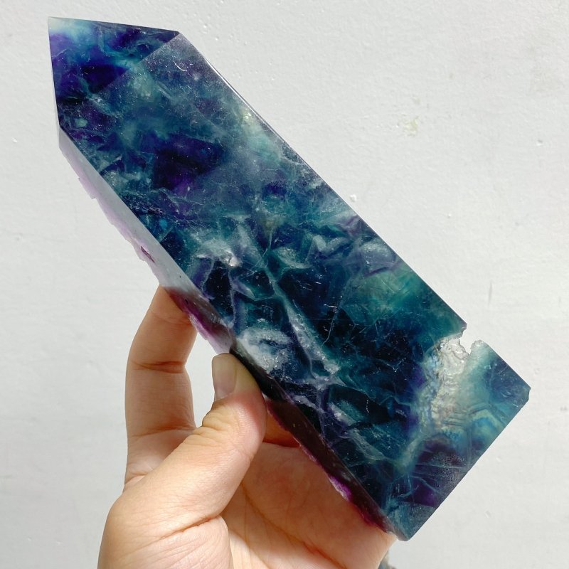 8 Pieces Rainbow Fluorite Raw Side Four-sided Tower -Wholesale Crystals