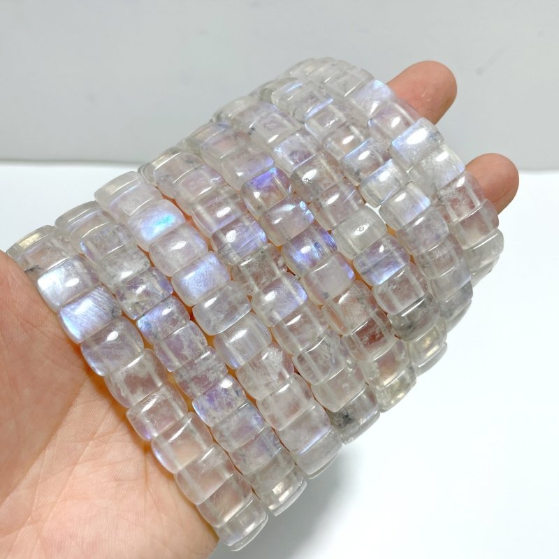 8 Pieces Sri Lanka Flash Blue Moonstone Bracelet - Wholesale Crystals