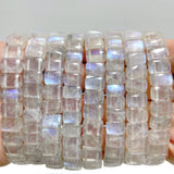 8 Pieces Sri Lanka Flash Blue Moonstone Bracelet - Wholesale Crystals