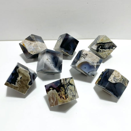 8 Pieces Volcanic Agate Standable Cube (UV - Reactive) - Wholesale Crystals