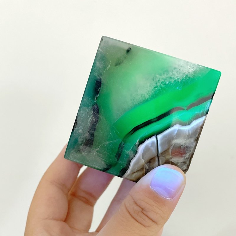 8 Pieces Volcanic Agate Standable Cube (UV - Reactive) - Wholesale Crystals