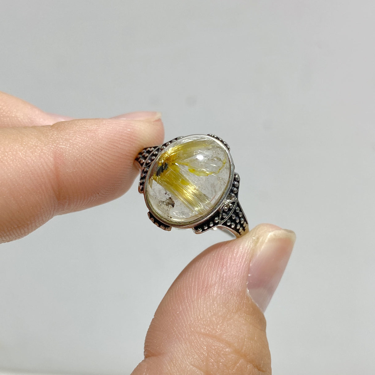19 Pieces Golden Rutile Quartz Different Styles Ring