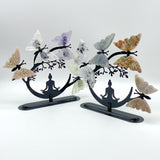 Mixed Materials Butterfly Wing Carving With Yoga Woman Stand Wholesale