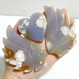 2 Pairs Sakura Flower Agate Heart Wing Carving With Stand