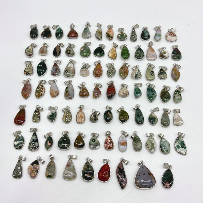 81 Pieces Beautiful Vein Ocean Japser Pendant - Wholesale Crystals