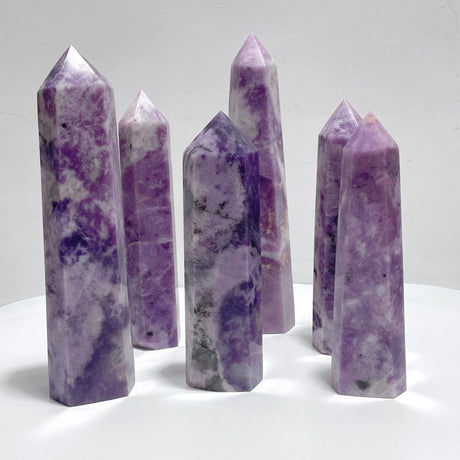 8.2 - 10.8in 6 Pieces Large Lepidolite Tower - Wholesale Crystals