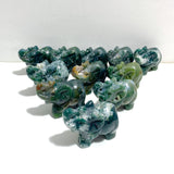11 Pieces Moss Agate Elephant Carving