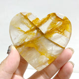 Golden Hematoid Quartz Heart Wing Carving With Stand Fire Quartz