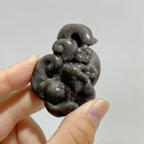 Silver Sheen Obsidian Nine-tailed Fox Carving Wholesale