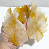 Golden Hematoid Quartz Heart Wing Carving With Stand Fire Quartz