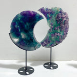 6 Pieces Fluorite Moon Carving With Stand