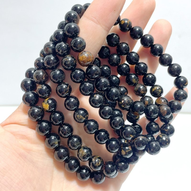 8mm Black Tourmaline Mixed Yellow Impurity Bracelets Wholesale - Wholesale Crystals