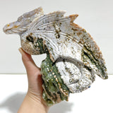 8th Vein Ocean Jasper Flying Dragon With Skull Carving - Wholesale Crystals