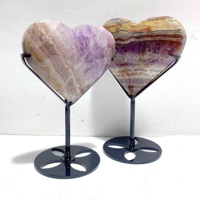 9 Pieces Amethyst Mixed Agate Heart With Stand - Wholesale Crystals