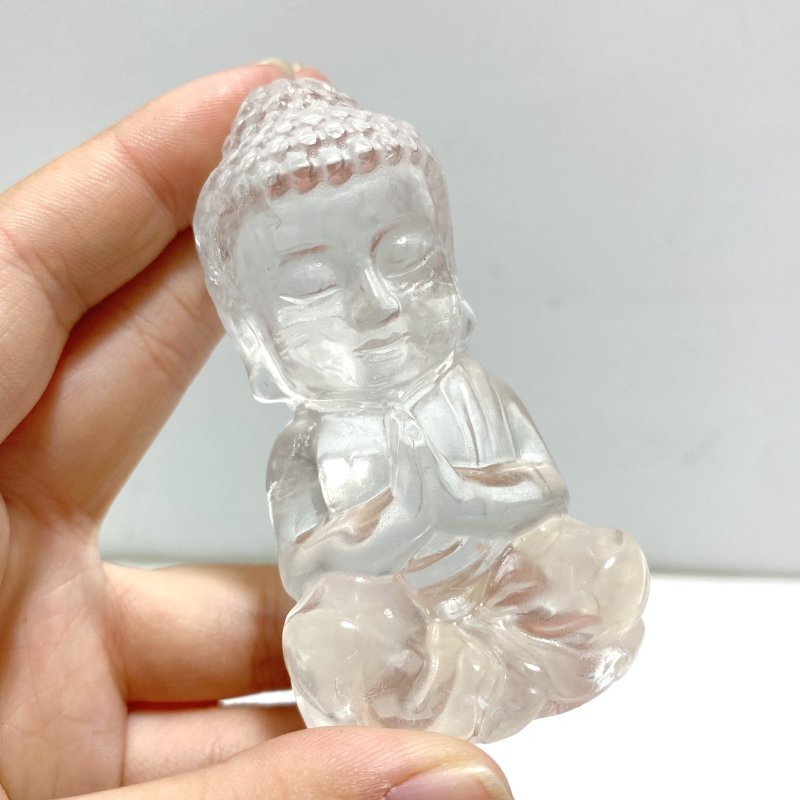 9 Pieces Beautiful Clear Quartz Buddha Carving - Wholesale Crystals