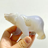 9 Pieces Beautiful Geode Druzy Agate Bear Carving - Wholesale Crystals