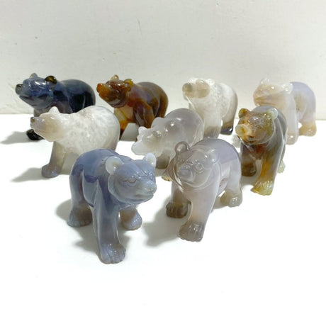 9 Pieces Beautiful Geode Druzy Agate Bear Carving - Wholesale Crystals