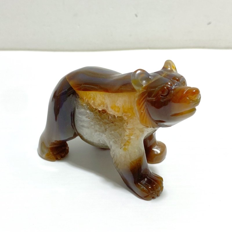 9 Pieces Beautiful Geode Druzy Agate Bear Carving - Wholesale Crystals