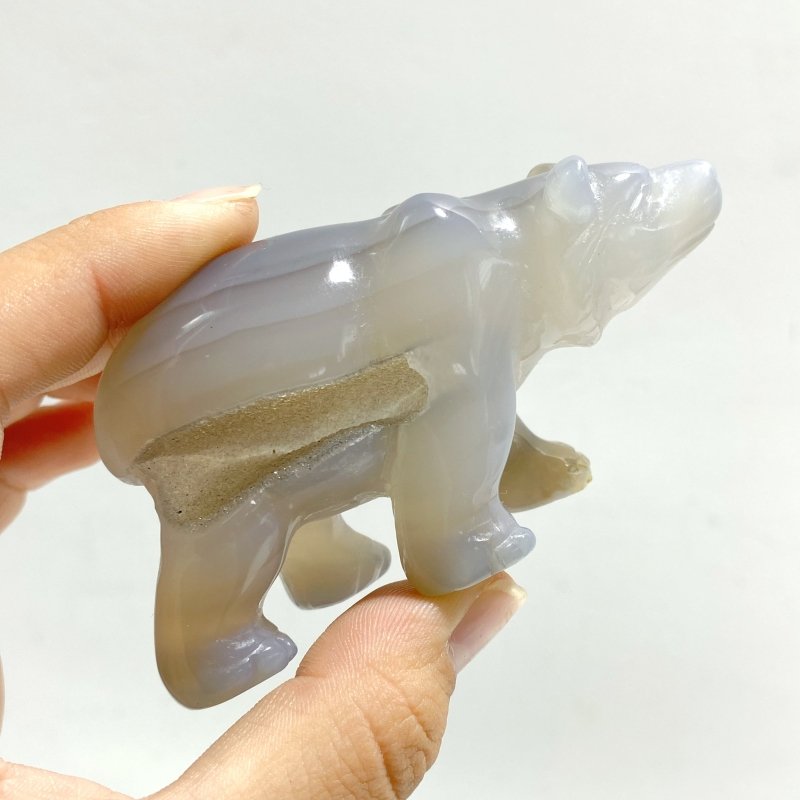 9 Pieces Beautiful Geode Druzy Agate Bear Carving - Wholesale Crystals