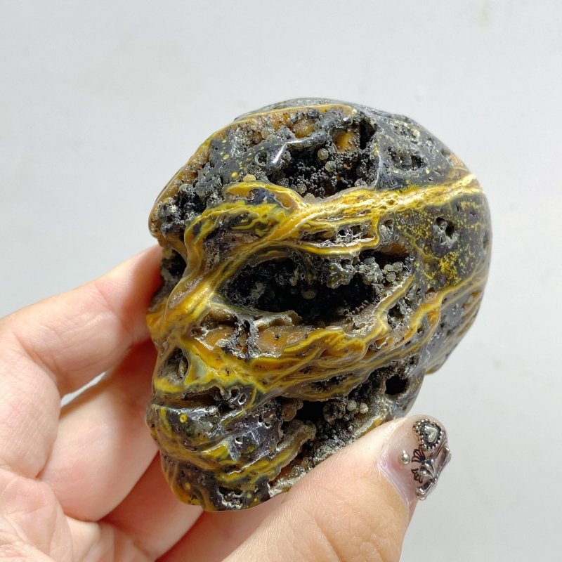 9 Pieces Geode 6th Vein Ocean Jasper Skull Carving -Wholesale Crystals