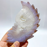 9 Pieces Geode Agate Druzy Indian Feathers Carving - Wholesale Crystals