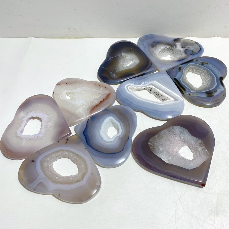 9 Pieces Geode Druzy Agate Heart -Wholesale Crystals