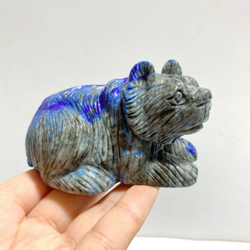 9 Pieces Lapis Lazuli Bears Carving - Wholesale Crystals