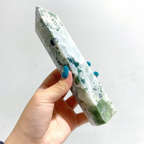9 Pieces Large Druzy Moss Agate Point - Wholesale Crystals