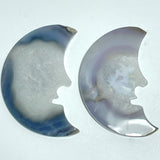 9 Pieces Large Geode Agate Moon Face Carving With Stand - Wholesale Crystals