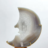 9 Pieces Large Geode Agate Moon Face Carving With Stand - Wholesale Crystals