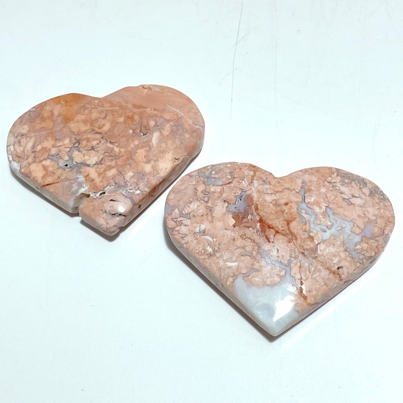 9 Pieces Pink Agate Heart With Stand - Wholesale Crystals